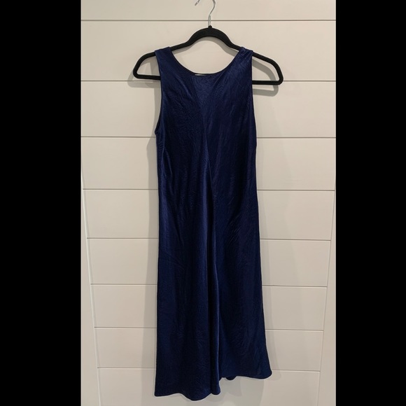 Vince ink blue satin Bias sleeveless midi dress - Picture 6 of 9